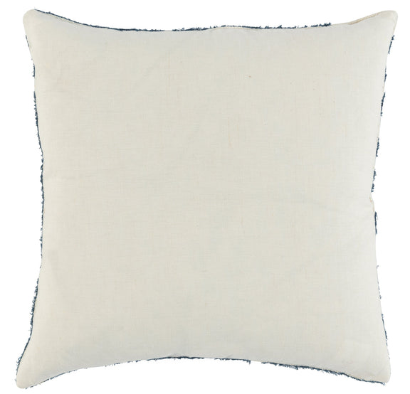 Mateo pillow with solid natural off-white fabric and blue-trim edges