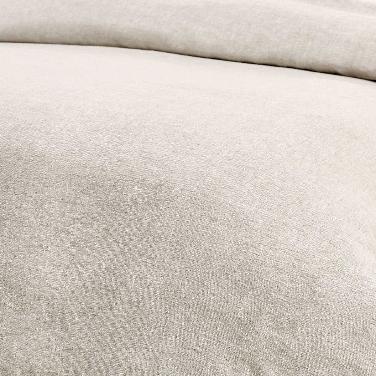 Beige linen-look duvet fabric close-up with fine textured weave