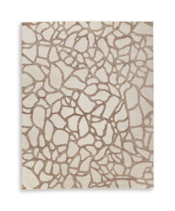 Light-brown abstract branch pattern rug on beige