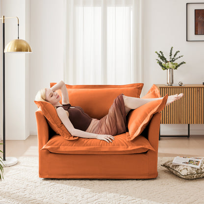 Slipcovered Chenille Armchair - Orange Chenille