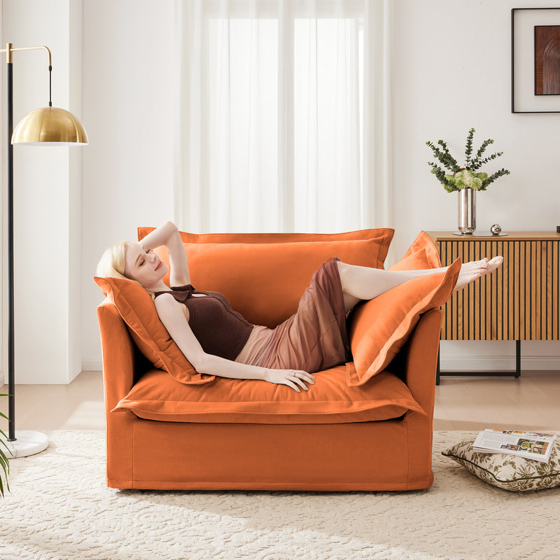 Slipcovered Chenille Armchair - Orange Chenille