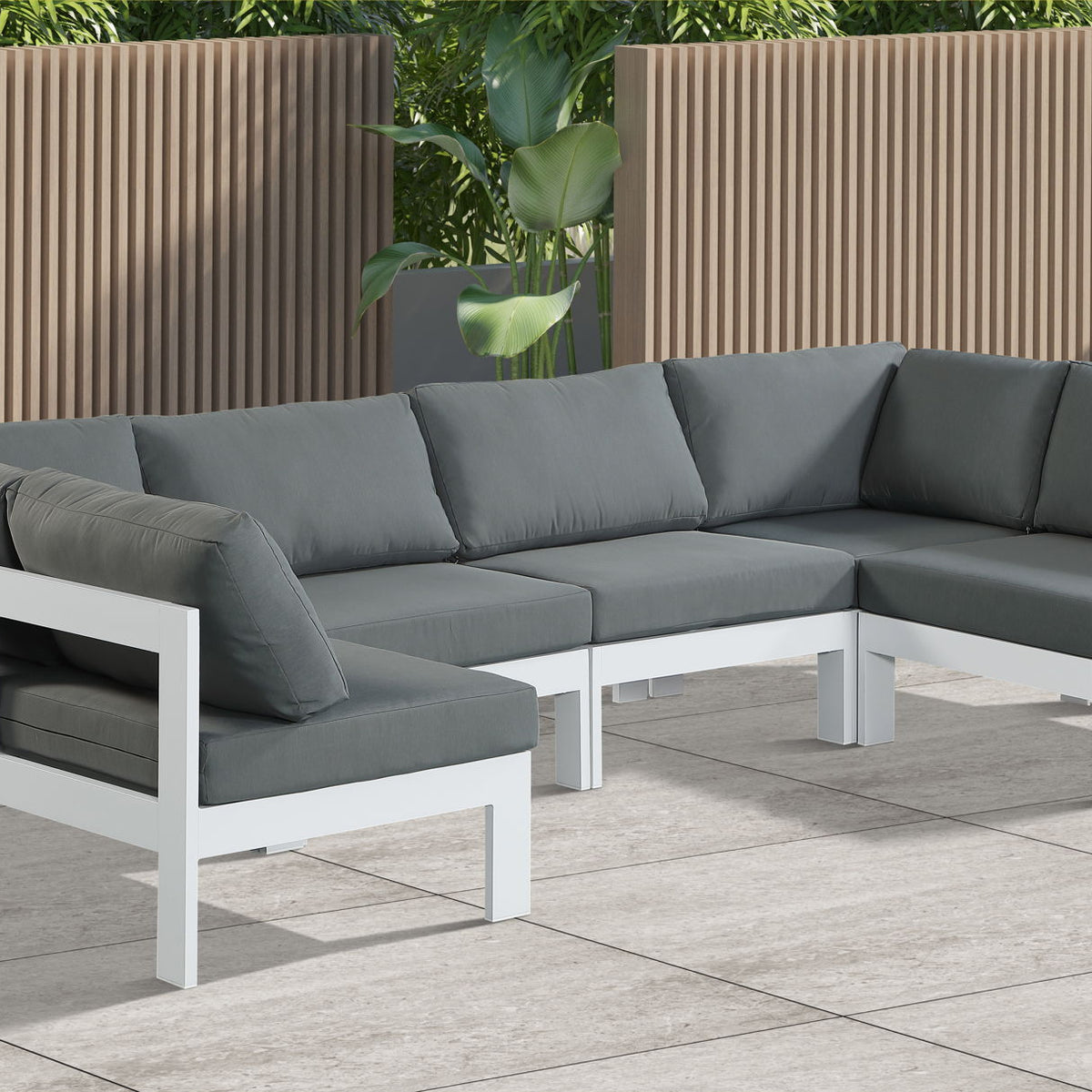 Nizuc - Outdoor Patio 6 Piece Modular Sectional With White Frame