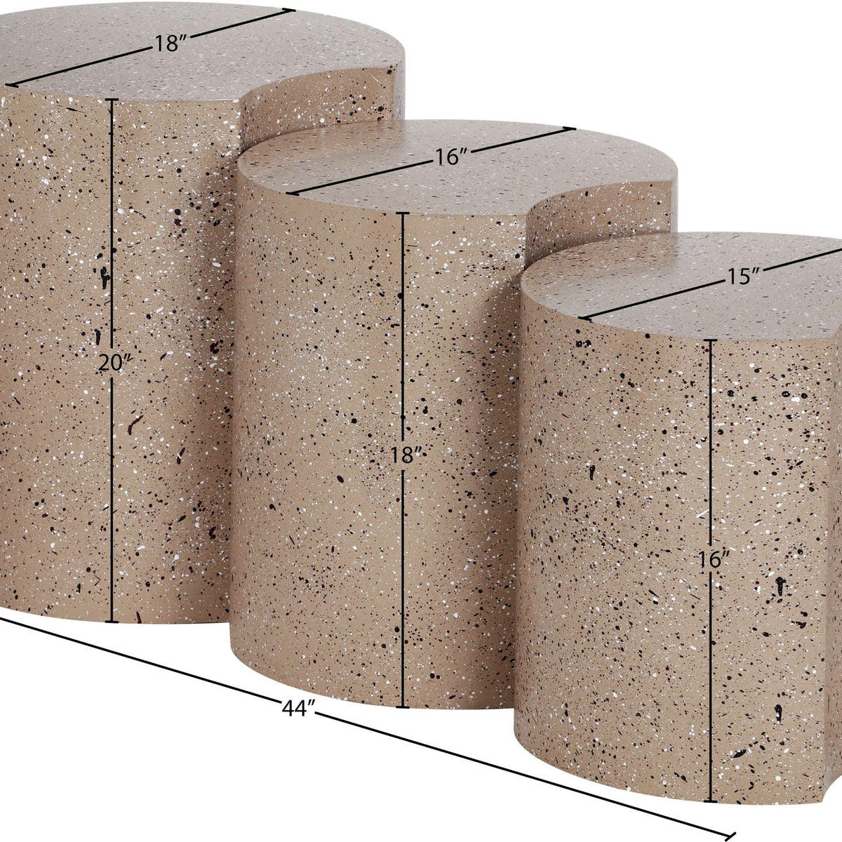 Dimple - 3 Piece Modular End Table - Terazzo Finish