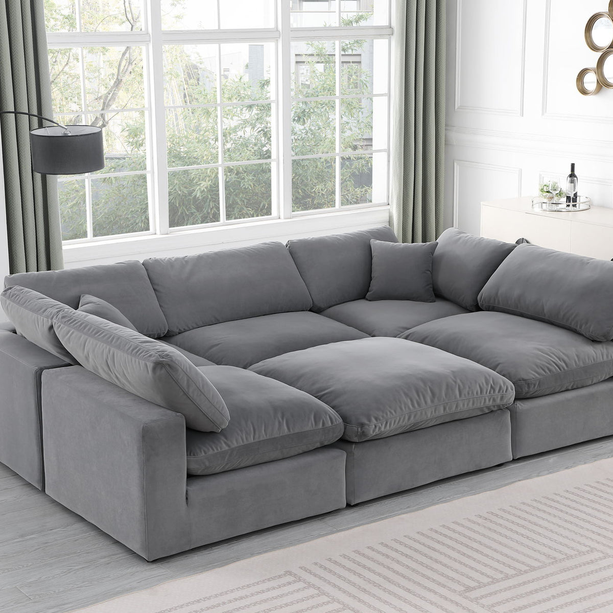 Comfy - 6 Piece Velvet Sectional