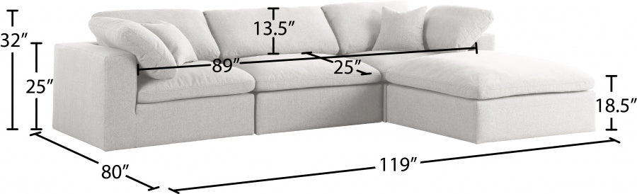 Meridian Serene Linen Fabric Deluxe Cloud Modular Sectional