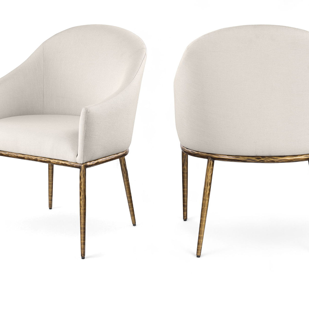 Ferro - Upholstered Dining Arm Chair With Brushed Gold Legs