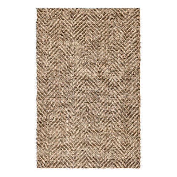 Herringbone jute rug in natural tan with tight woven chevron pattern.