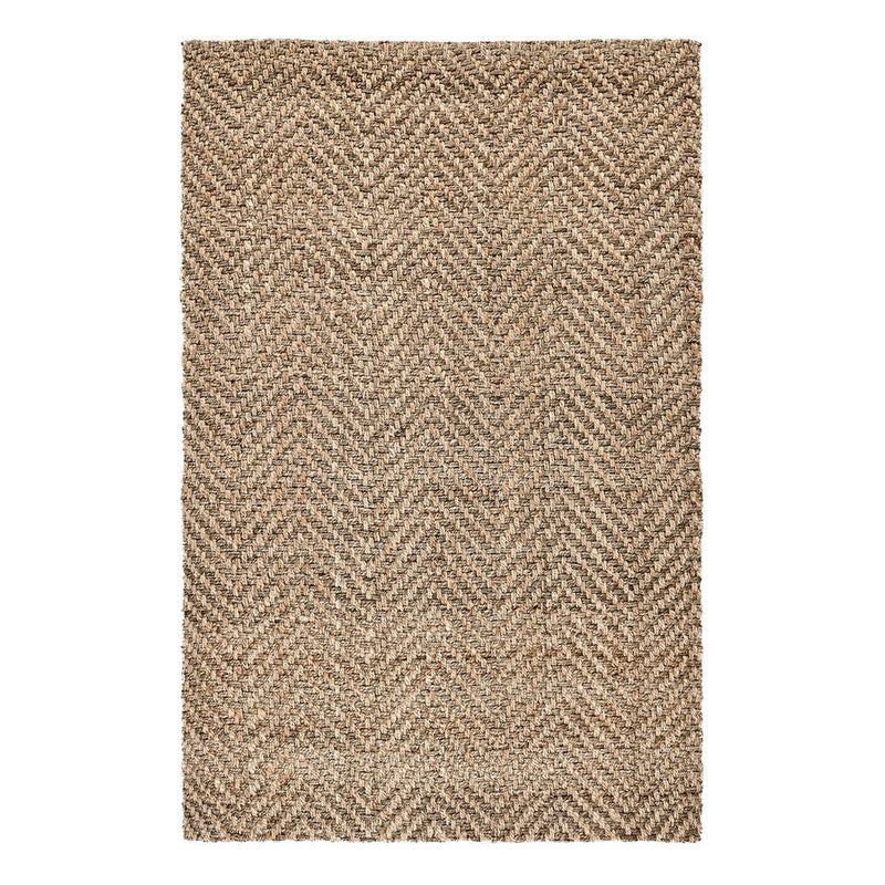 Herringbone jute rug in natural tan with tight woven chevron pattern.