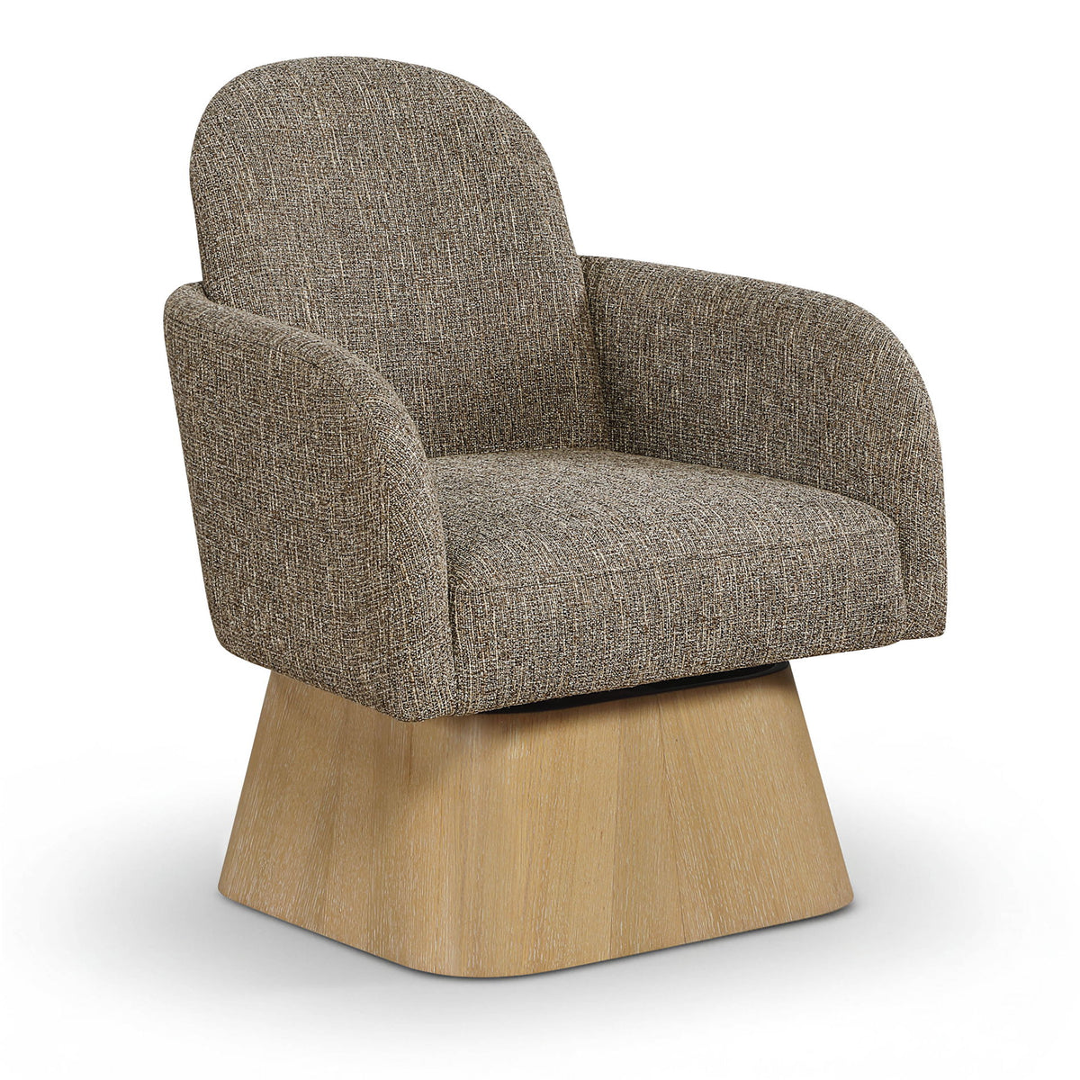 Marlowe - Linen Textured Fabric Upholstered Swivel Accent Chair - Stained Natural