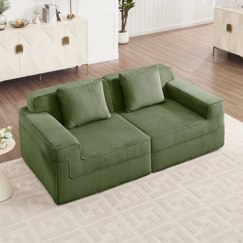 2-Seater Modern Corduroy Loveseat - Green Corduroy
