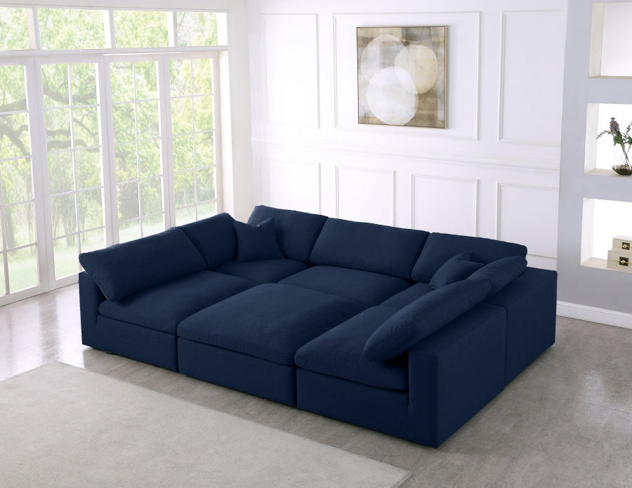 Meridian Serene Linen Fabric Deluxe Cloud Modular Sectional