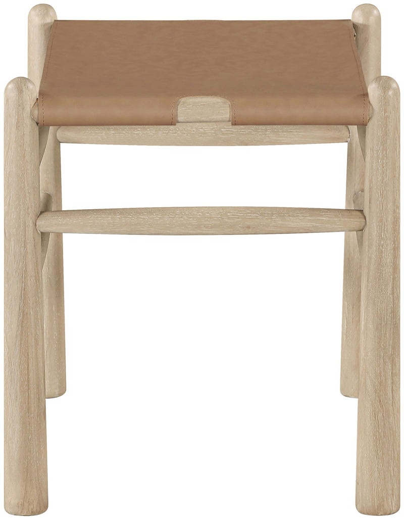 Santos - Faux Leather Upholstered Bench - Natural Frame