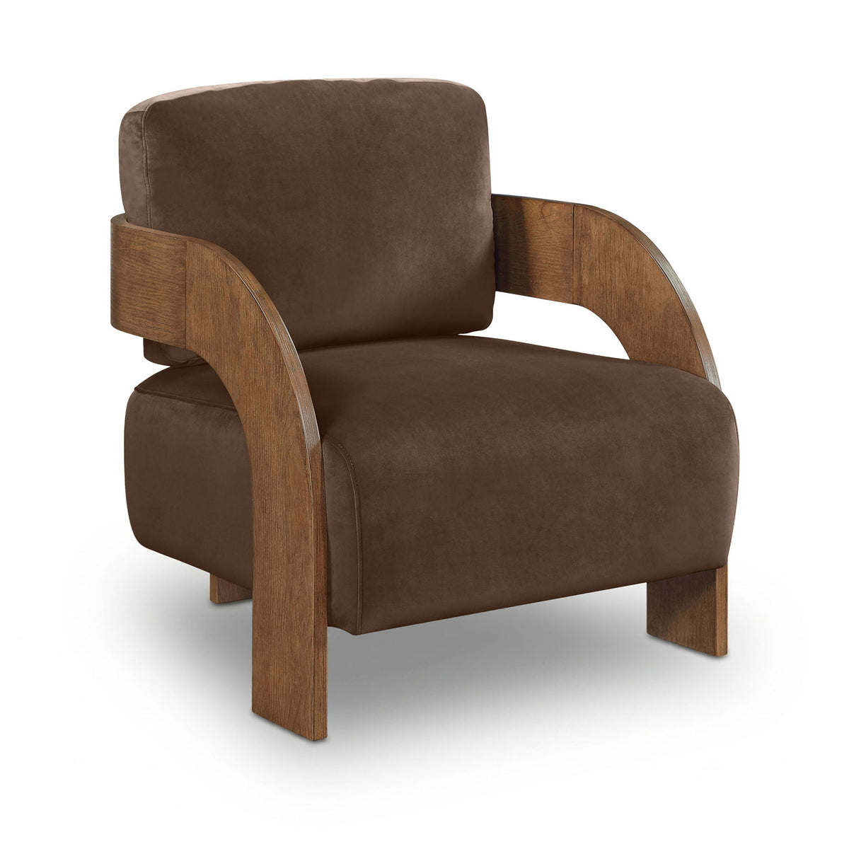 Cedra - Velvet Performance Fabric Upholstered Accent Chair - Brown Frame