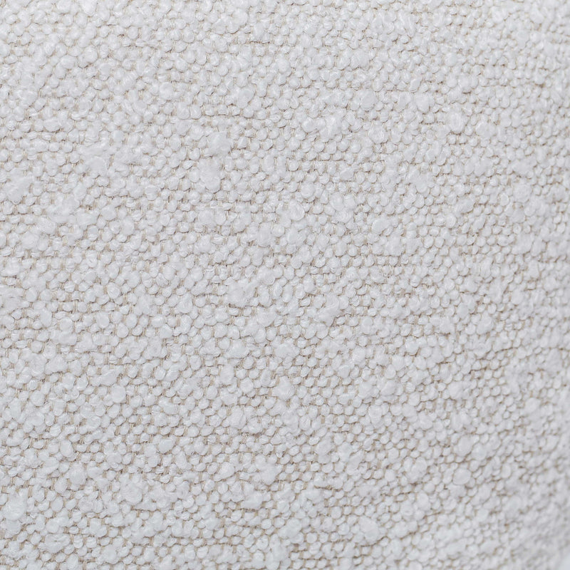 Close-up of white boucle-style fabric texture on a Boba pillow