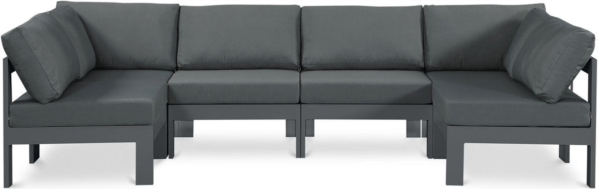 Nizuc - Outdoor Patio 6 Piece Modular Sectional With Gray Frame
