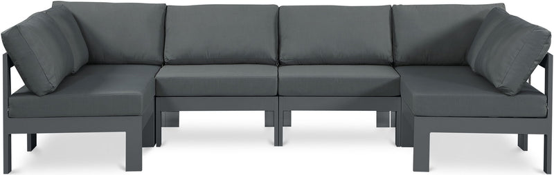 Nizuc - Outdoor Patio 6 Piece Modular Sectional With Gray Frame