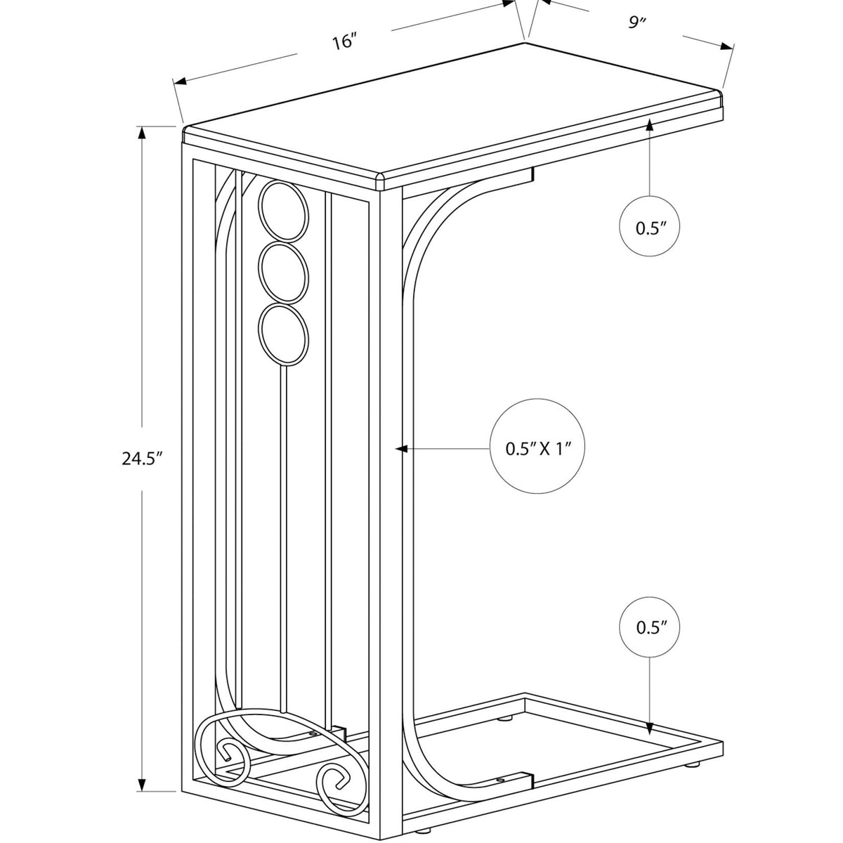 Elegant Accent Table, C - Shaped, Transitional