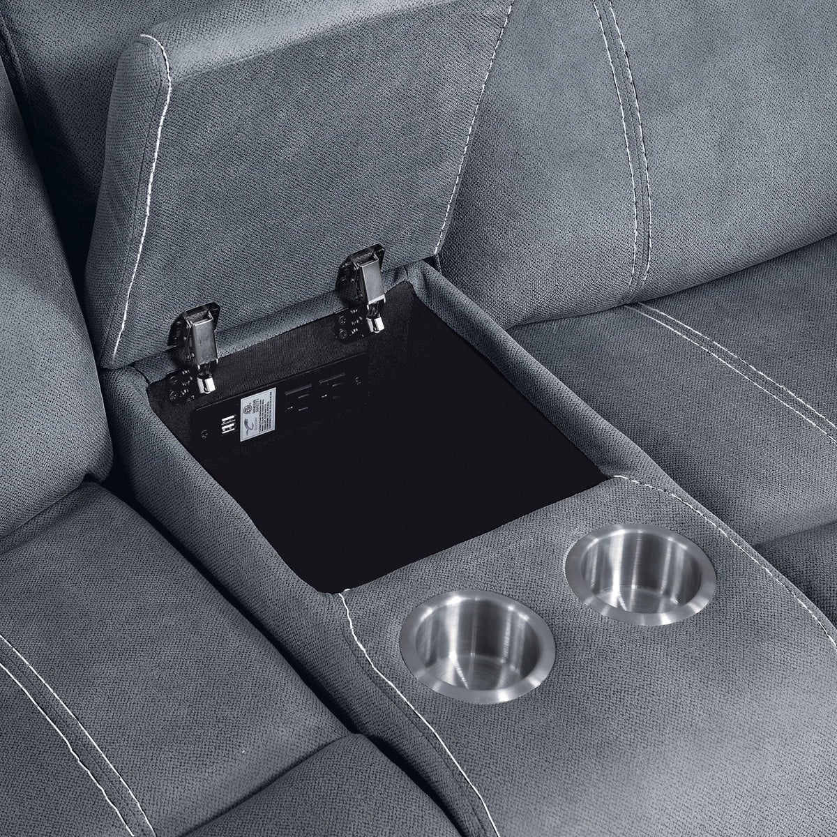Zubaida - Two Tone Velvet Recliner Loveseat With USB Port Console