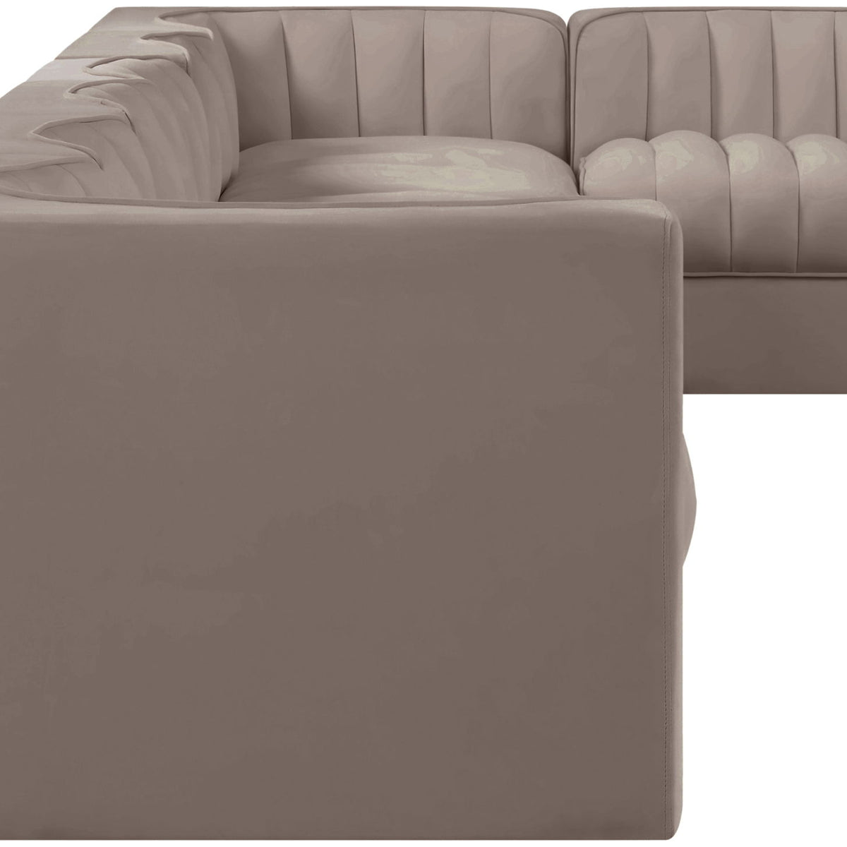Rummi - Velvet Performance Fabric Upholstered 7 Piece Modular Sectional, L-Shaped (Right)