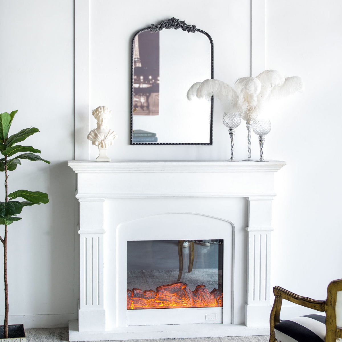 Arch Mirror, Baroque Inspired Wall Decor For Bathroom, Bedroom, Living Room