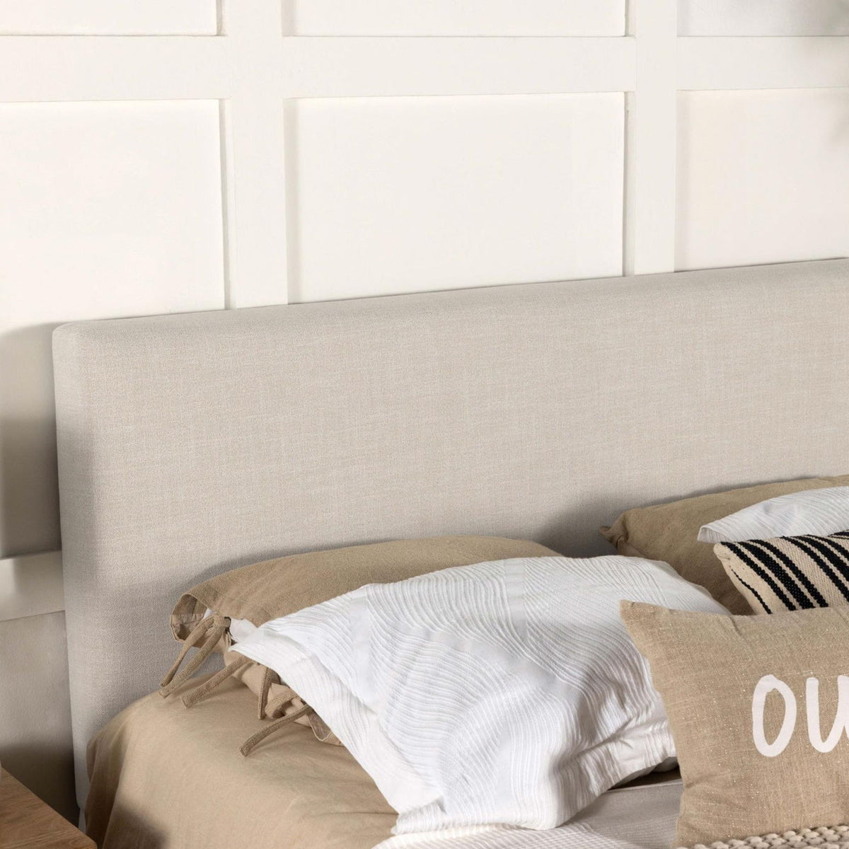 Pirro Upholstered King Panel Headboard Sand