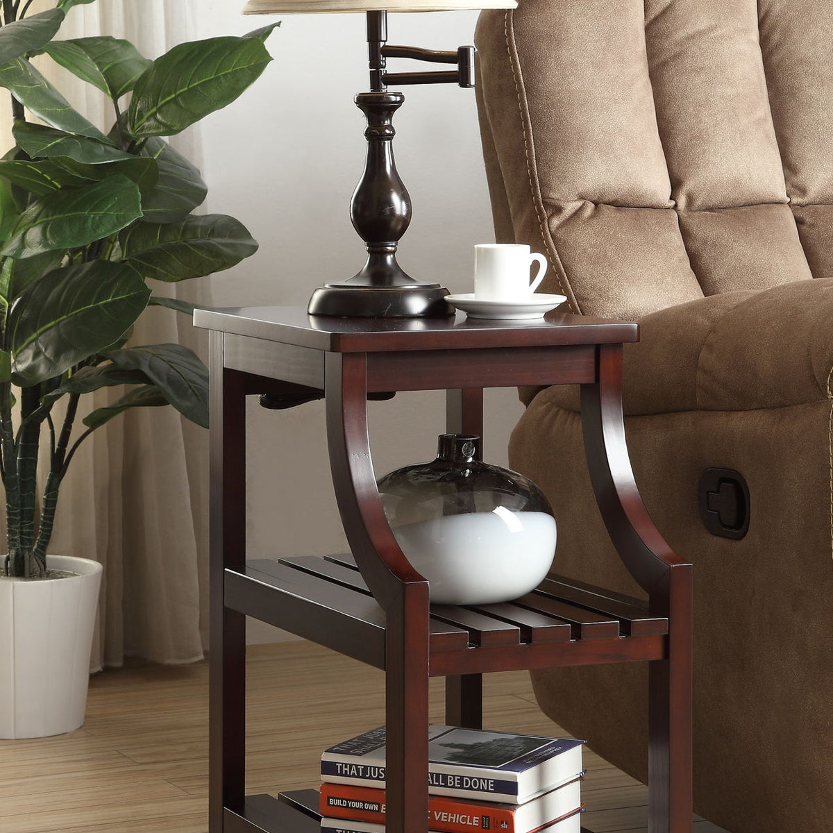 Wasaki - Accent Table With USB - Espresso