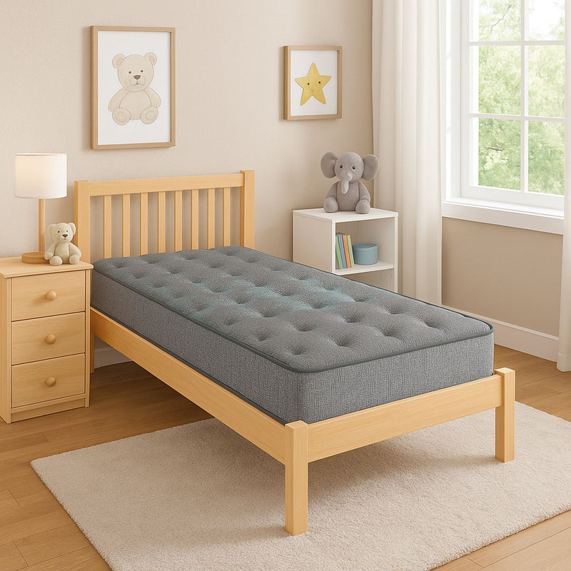 Plush 13-inch hybrid mattress in dark gray with tufted quilted top