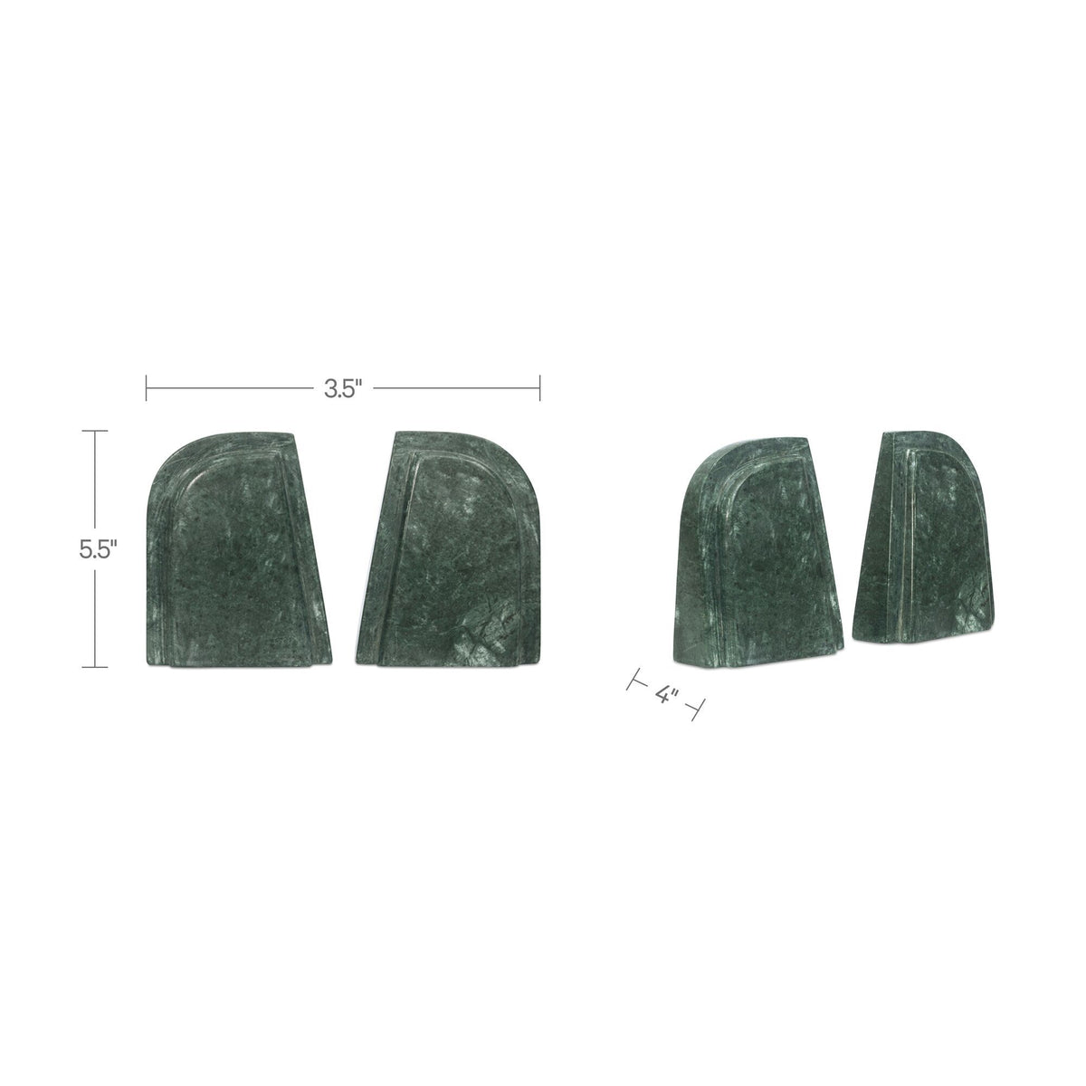 Zane - Marble Bookends (Set of 2) - Green