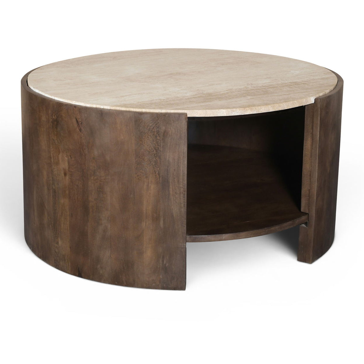 Solstice - Travertine And Mango Wood Table