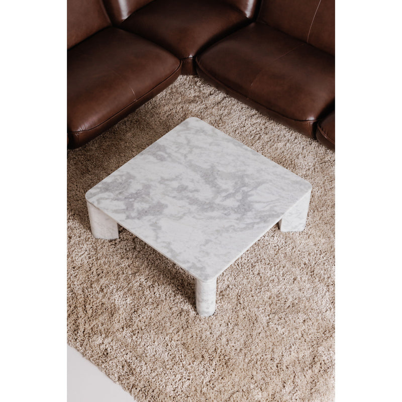 Gray marble-effect coffee table, square top on four short block legs