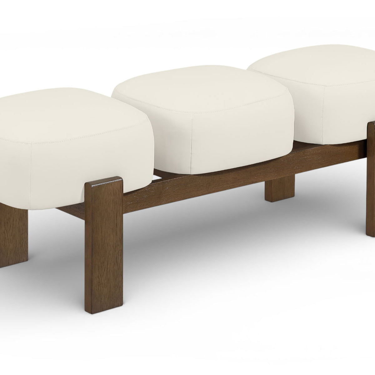 Woodcrest - Vegan Leather Upholstered Bench - Painted Brown Walnut Base