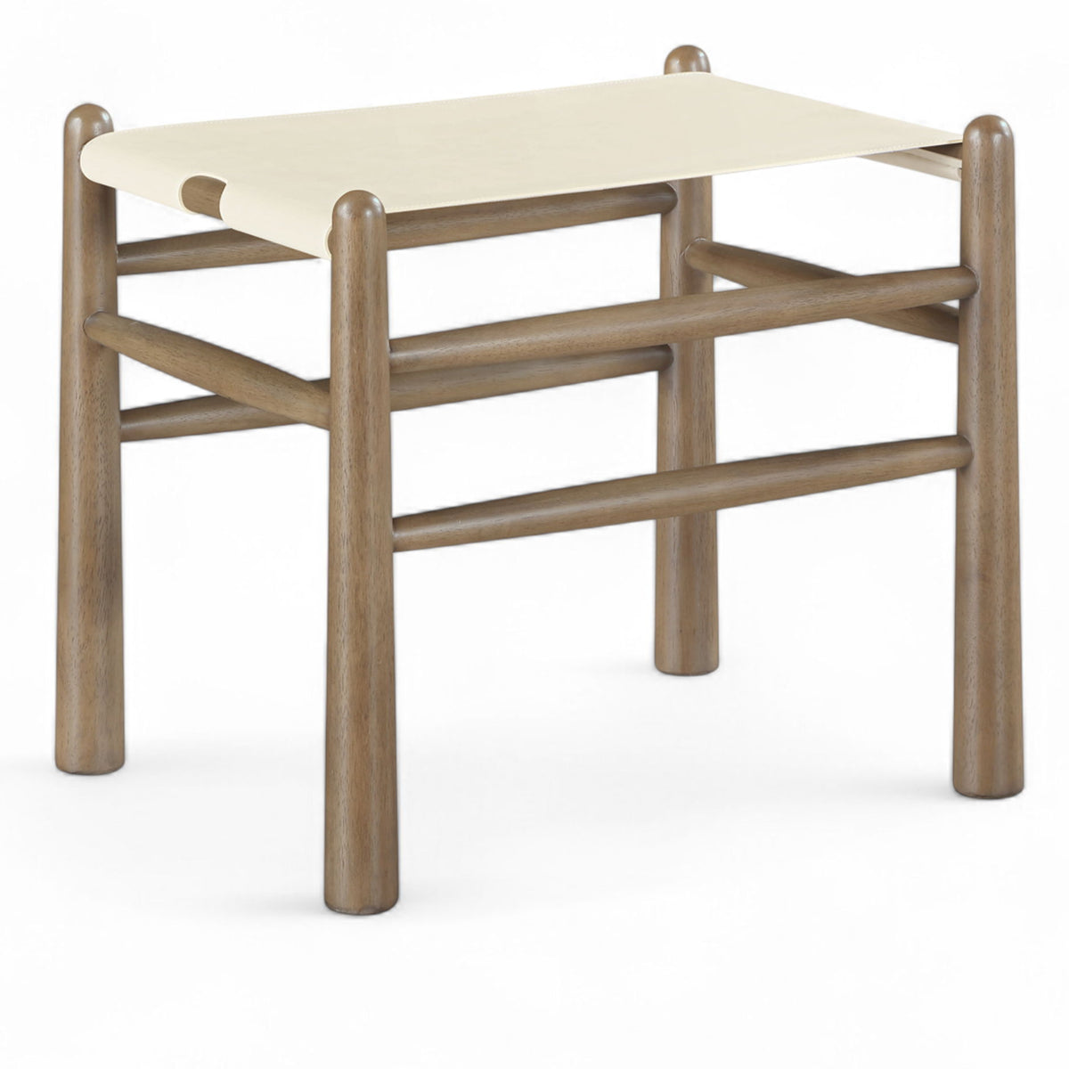 Santos - Faux Leather Upholstered Bench - Walnut Frame