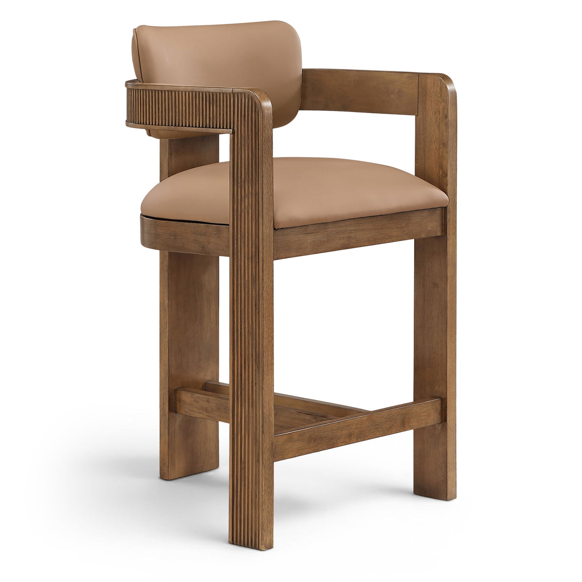 Sacha - Vegan Leather Upholstered Counter Stool With Brown Base