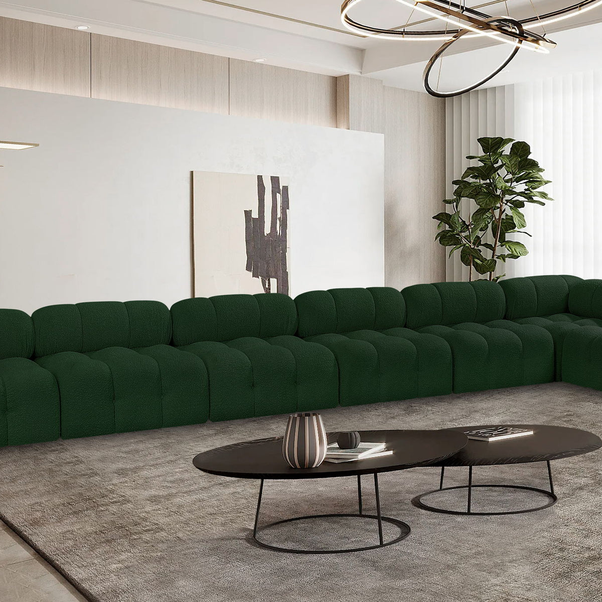 Ames - 7 Piece Boucle Fabric Modular L-Shaped Sectional