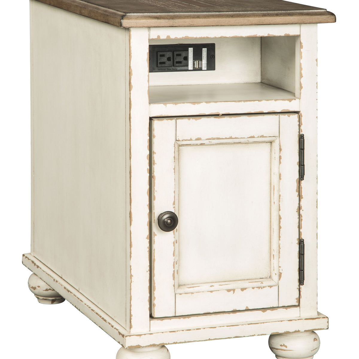 Realyn - White / Brown - Chair Side End Table - AC / USB