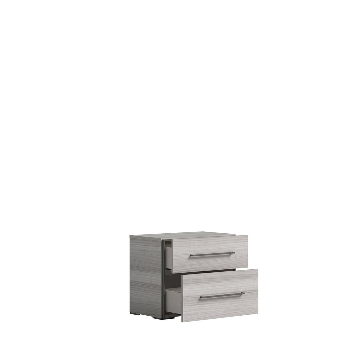 Mia - Nightstand With Handles - White / Gray / Silver