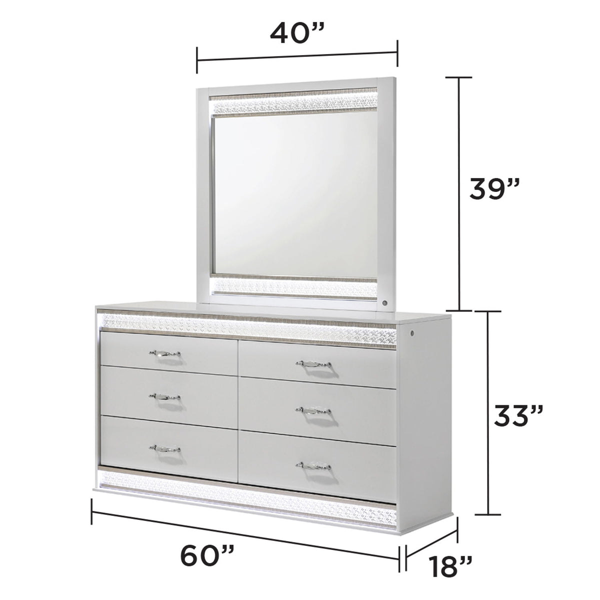 Glam - Bedroom Set With LED Headboard