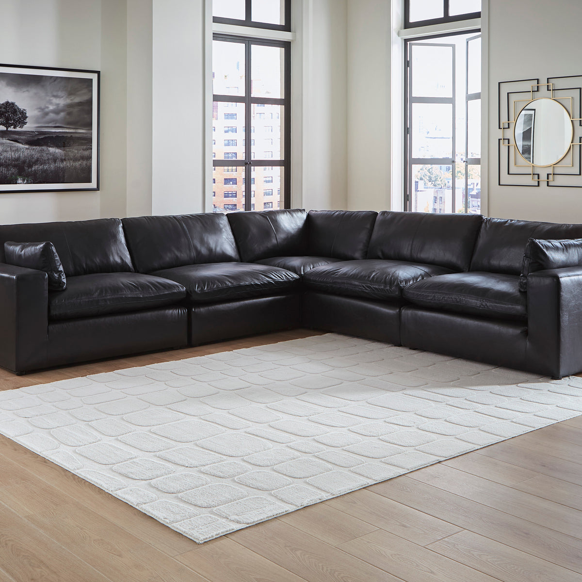 Ashley Furniture Emilia Genuine Leather Cloud Sectional