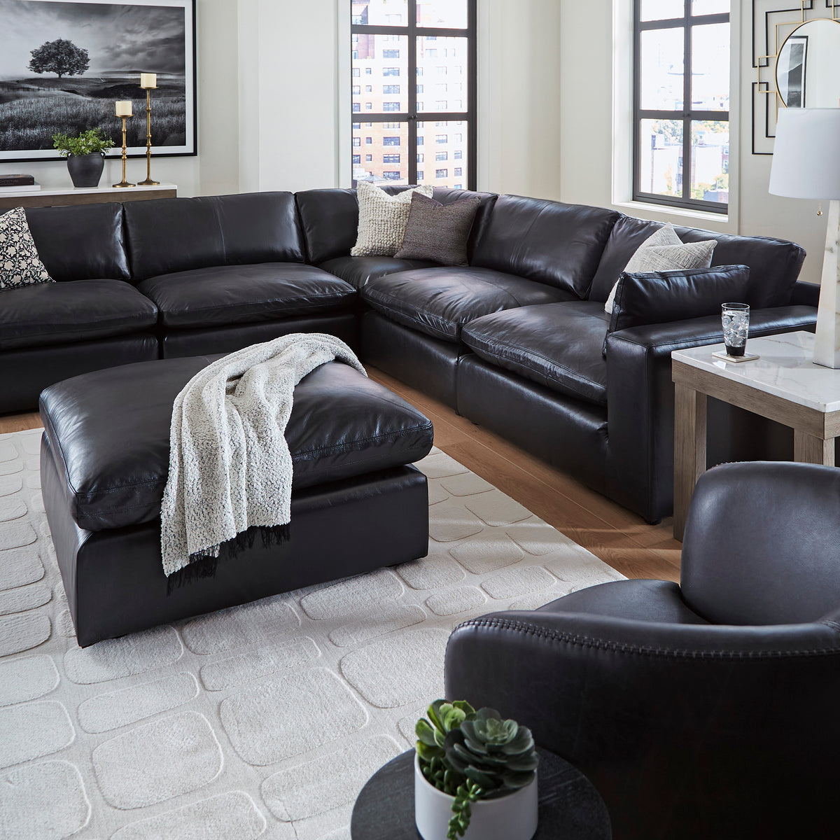 Ashley Furniture Emilia Genuine Leather Cloud Sectional
