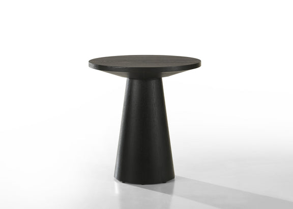 Ebony black round console table with tapered pedestal base
