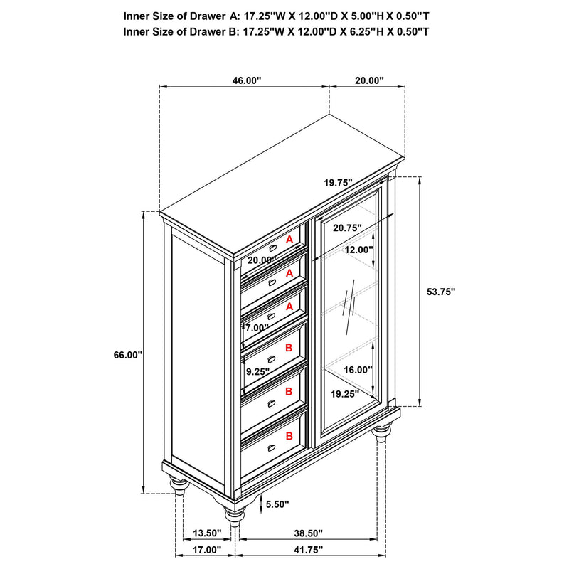Berwick - 6 Drawer Chest With Door - Dark Oak