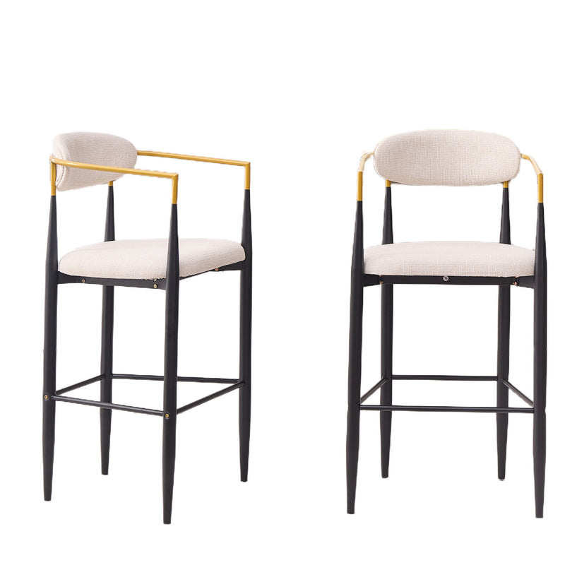 Upholstered Bar Stool With Accented Armrests For Kitchen Island (Set of 2) - Beige