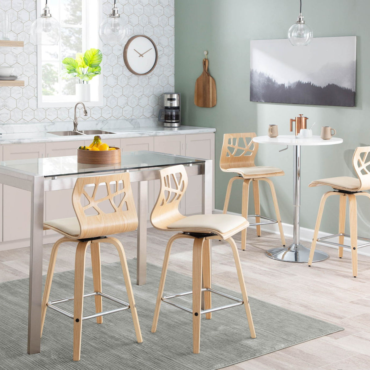 Adjustable Contemporary Bar Table - White