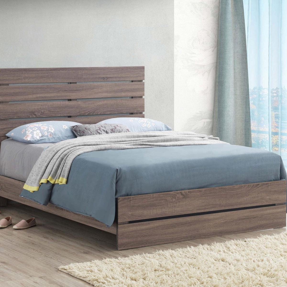 Brantford Wood Queen Panel Bed Barrel Oak