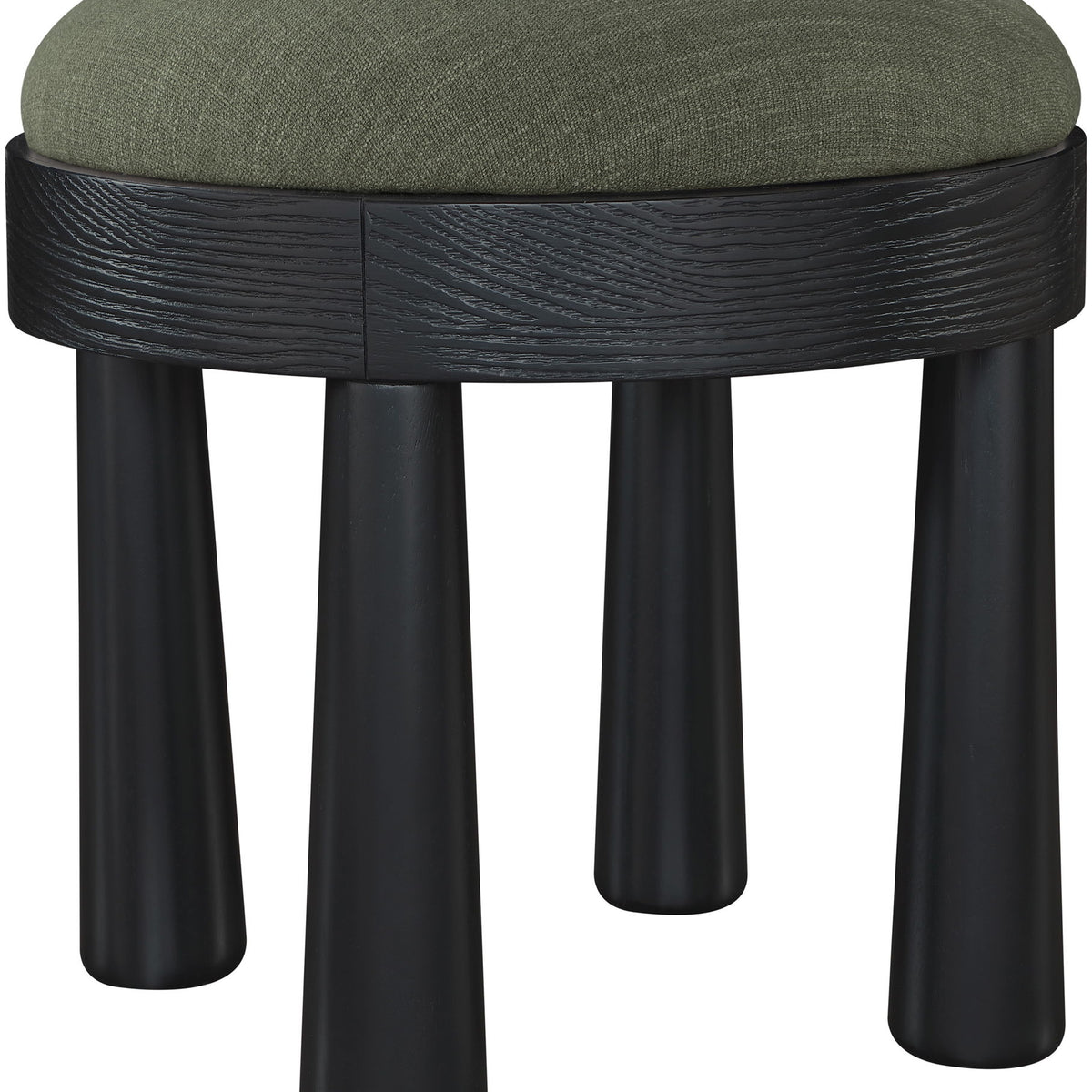 Larea - Linen Textured Fabric Ottoman - Black Base