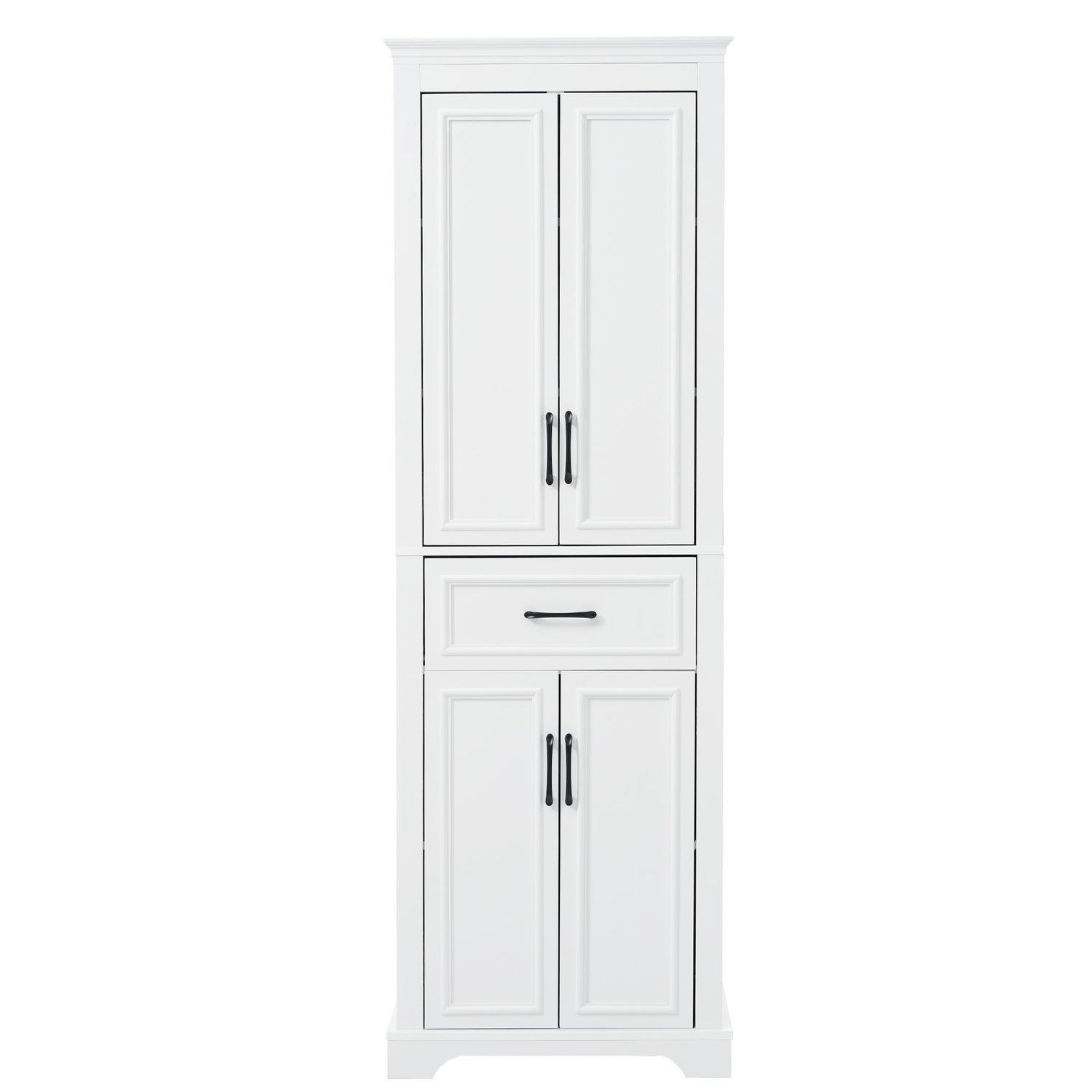 Freestanding Bathroom Vanity, Elegant Design With 4 Doors & 1 Drawer, Adjustable Shelves, Damping Hinges - White