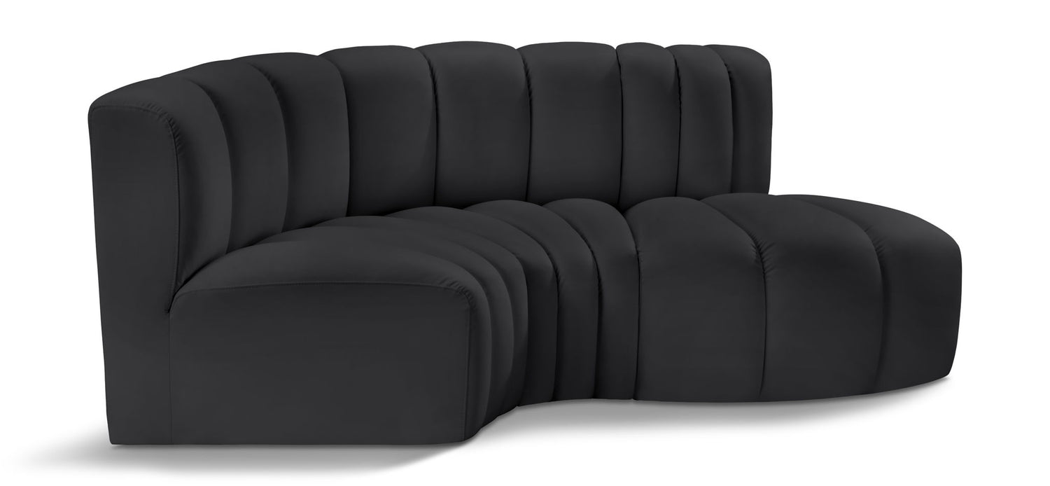 Arc - Faux Leather 3 Piece Modular L-Shaped Sofa