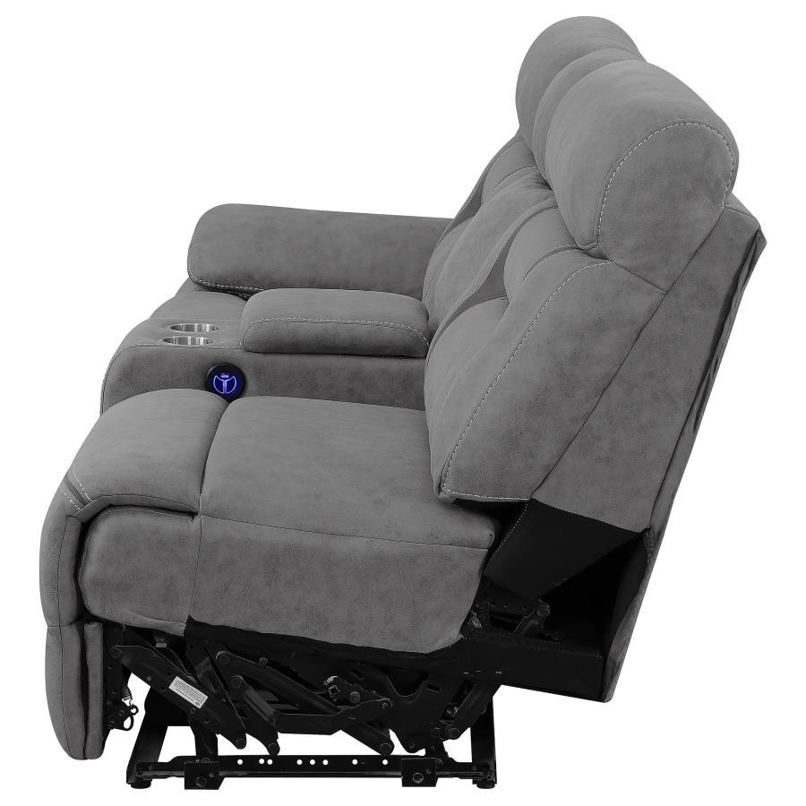 Higgins - Upholstered LAF Power Loveseat - Gray