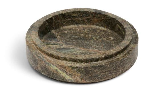 Parsons genuine marble bowl, green stone with speckled pattern and round sides