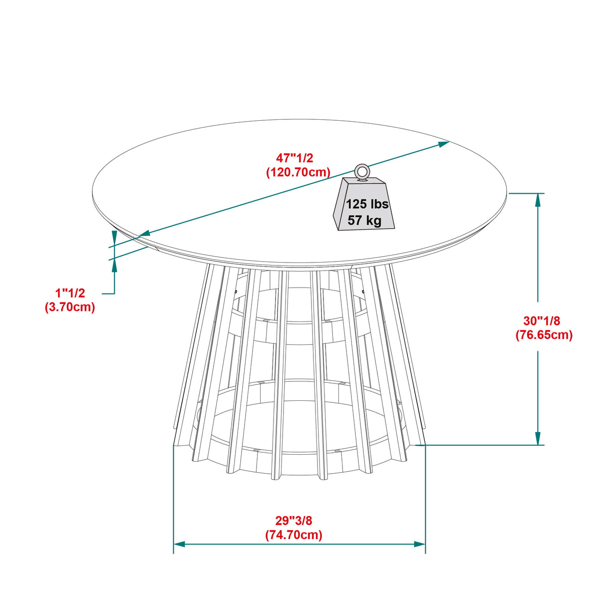 Round Dining Table With Pedestal Base - Brown